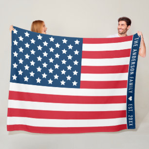 American Flag Family Name Established Year Fleece Blanket