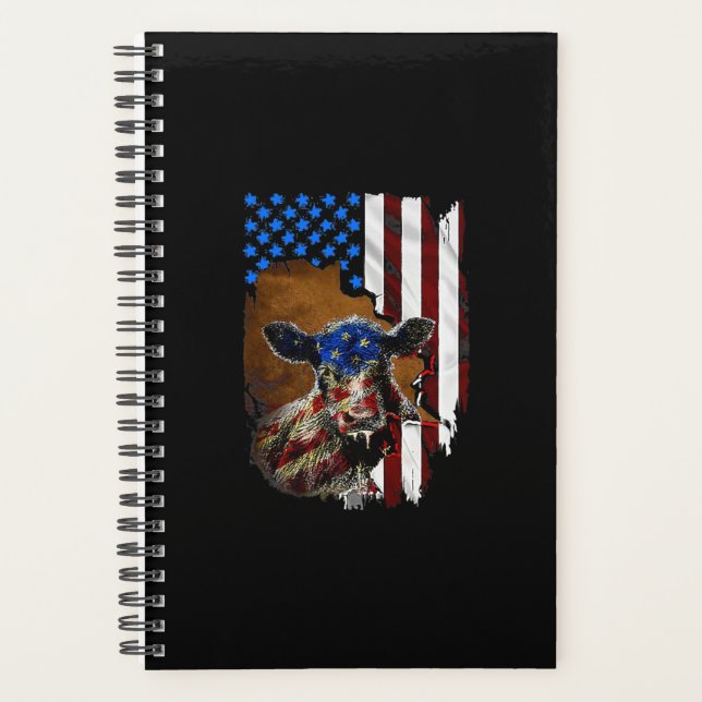 American Flag Farmer Cow Gift Planner (Front)