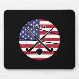 American Flag Field Hockey Player Mouse Pad