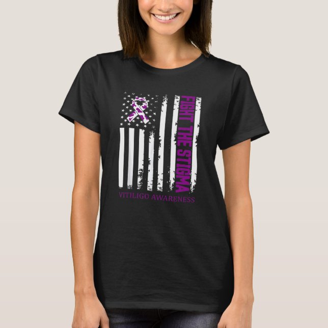 American Flag Fight The Stigma Vitiligo Awareness  T-Shirt (Front)