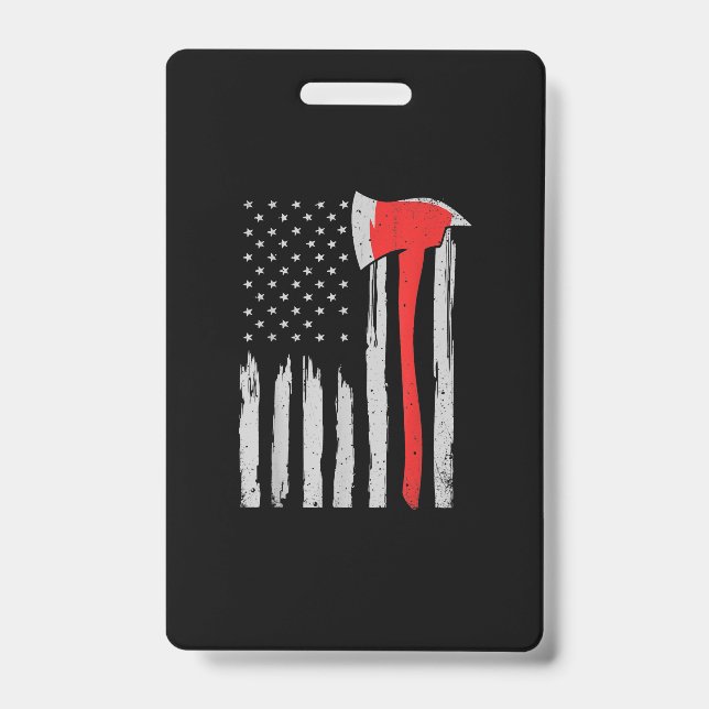American Flag Firefighter Red Firefighter Badge (Front)