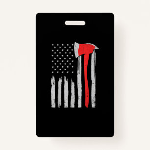 American Flag Firefighter Red Firefighter Badge
