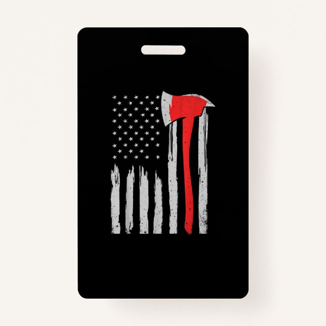 American Flag Firefighter Red Firefighter Badge (Front)