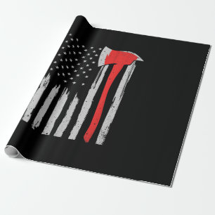 American Flag Firefighter Red Firefighter Wrapping Paper