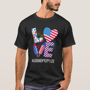 American Flag Fireworks Love Grandmom 4th Of July  T-Shirt