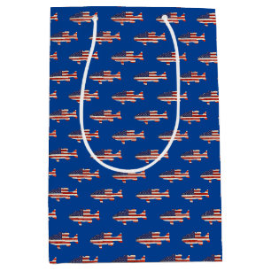 American flag fish design medium gift bag