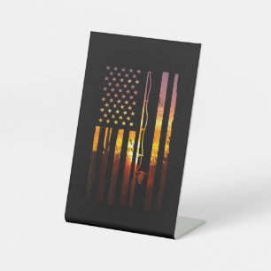 American Flag Fish Fisher Fisherman Funny Bass Fis Pedestal Sign