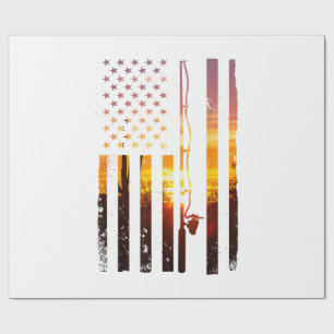 American Flag Fish Fisher Fisherman Funny Bass Fis Wrapping Paper