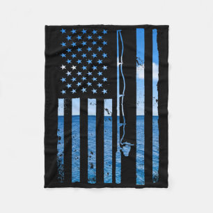 American Flag Fish Fisher Fisherman Funny Byss Fis Fleece Blanket