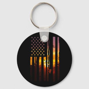 American Flag Fish Fisher Fisherman Funny Byss Fis Keychain