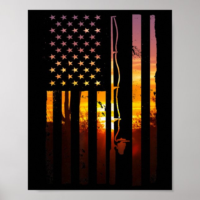 American Flag Fish Fisher Fisherman Funny Byss Fis Poster (Front)