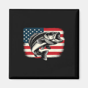 American Flag Fish Fishing Patriotic  Magnet