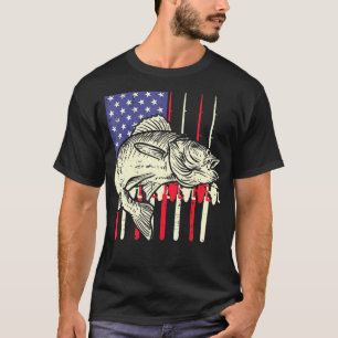 American Flag Fish Fishing Rod Patriotic Usa 4th O T-Shirt