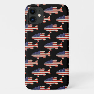 American flag fish on black iPhone 11 case