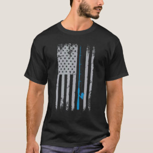 American Flag Fishing Distressed Grunge Vintage T-Shirt