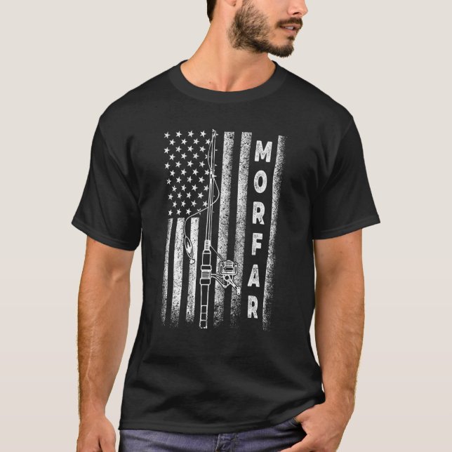 American Flag Fishing Morfar T-Shirt (Front)