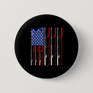 American Flag Fishing Rod Fishing Lover 2 Inch Round Button