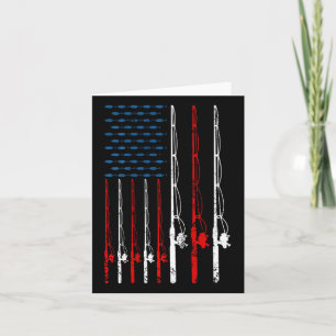 American Flag Fishing Rod Fishing Lover Vintage Fi Card