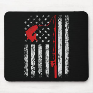 American Flag Fishing Rod Patriotic Fishing Gifts  Mouse Pad