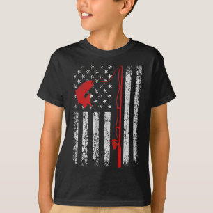 American Flag Fishing Rod Patriotic Fishing Gifts T-Shirt