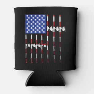 American Flag Fishing Rod USA Patriotic Can Cooler