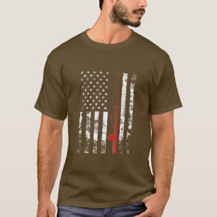 American Flag Fishing Rod USA Patriotic Gift T-Shirt
