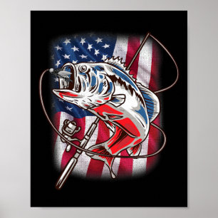 American Flag Fishing Shirt Vintage Usa B Fisherma Poster