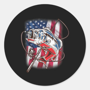 American Flag Fishing Shirt Vintage Usa Byss Fishe Classic Round Sticker