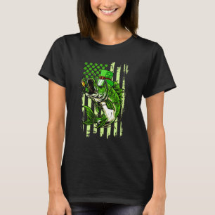 American Flag Fishing St Patrick's Day Irish Lucky T-Shirt