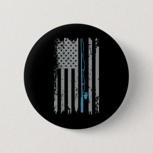American Flag Fishing Vintage Fisherman 2 Inch Round Button
