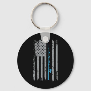American Flag Fishing Vintage Fisherman Keychain