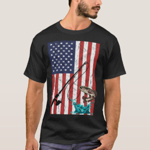 American Flag Fishing Vintage Fisherman T-Shirt