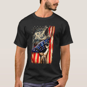 American Flag Fishing Vintage Usa Bass Fisherman T-Shirt