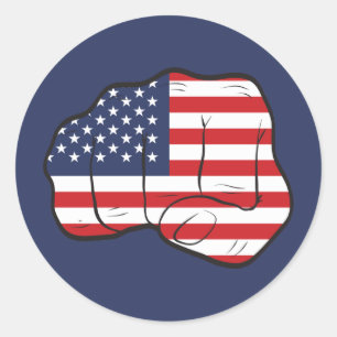 American Flag Fist Classic Round Sticker