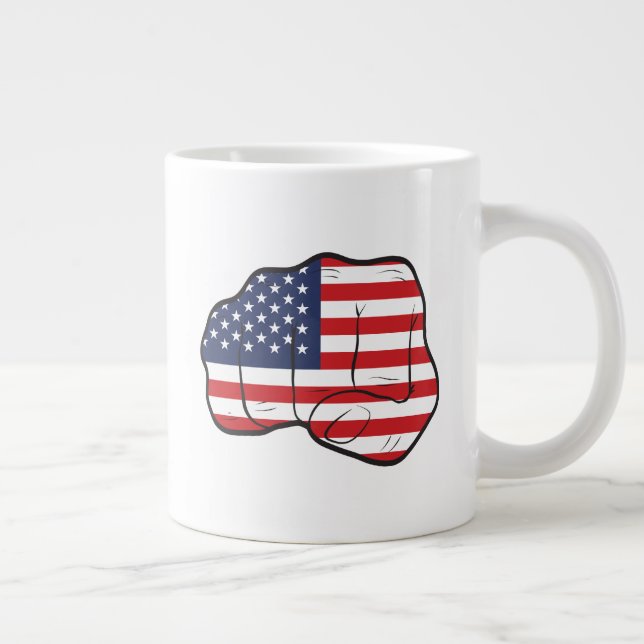American Flag Fist Large Coffee Mug (Right)