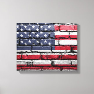 American Flag, Flag on Bricks Canvas Print