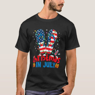 American Flag Flip Flops Xmas Lights Christmas In  T-Shirt