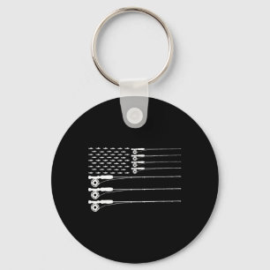 American Flag Fly Fishing Rod Trout Patriot Men T  Keychain