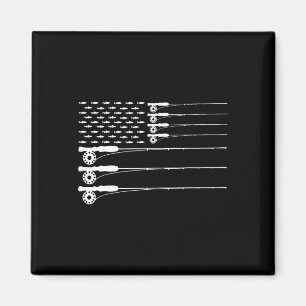 American Flag Fly Fishing Rod Trout Patriot Men T Magnet