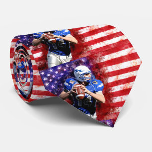 American Flag Football Patriotic Neck Tie