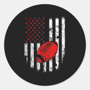 American Flag Football USA Patriotic Sport Lover C Classic Round Sticker