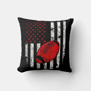 American Flag Football USA Patriotic Sport Lover C Throw Pillow