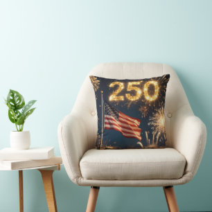 American Flag for 250th Birthday Party Throw Pillow