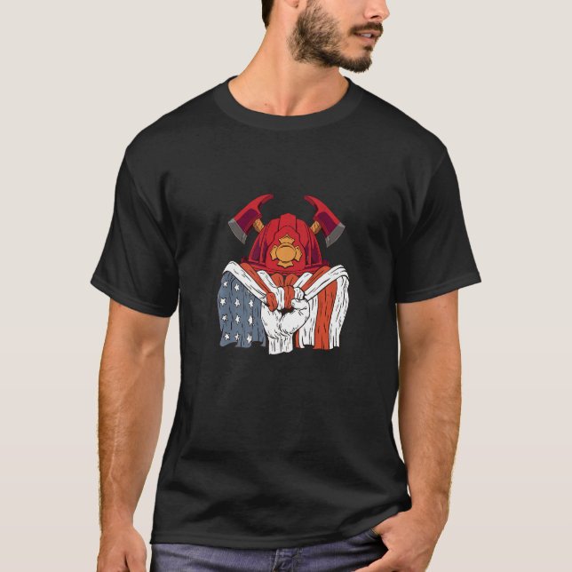 American Flag for Firefighters Premium T-Shirt (Front)