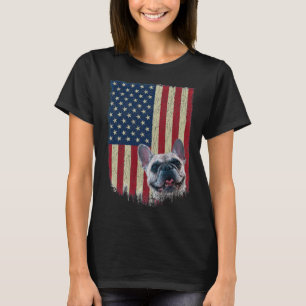 American Flag French Bulldog Patriotic 4th Of July T-Shirt