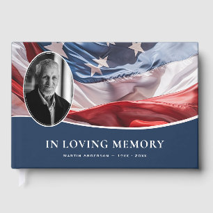 American Flag Funeral Memorial Photo Guest Book