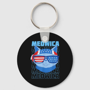 American flag funny cat meme patriotic meowica usa keychain
