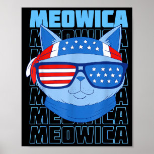 American flag funny cat meme patriotic meowica usa poster