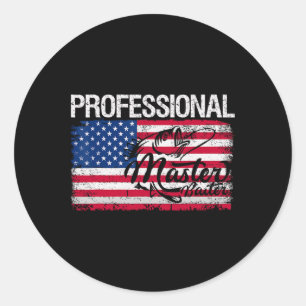 American Flag Funny Fishing Retro Professional Mas Classic Round Sticker