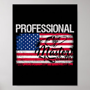 American Flag Funny Fishing Retro Professional Mas Poster